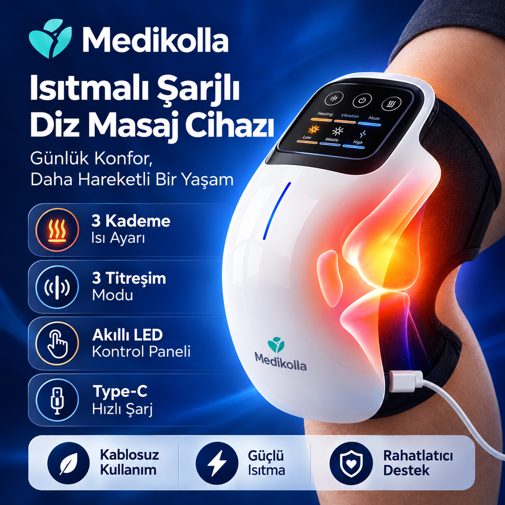 Isıtmalı titreşimli şarjlı diz masaj cihazı
