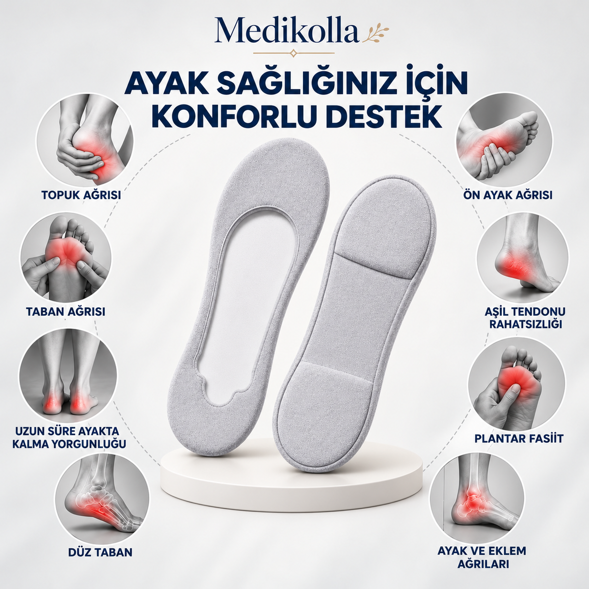 Yastıklamalı no-show babet çorabı (ön ped + topuk yastıklı, silikon kaydırmaz görünmez çorap)