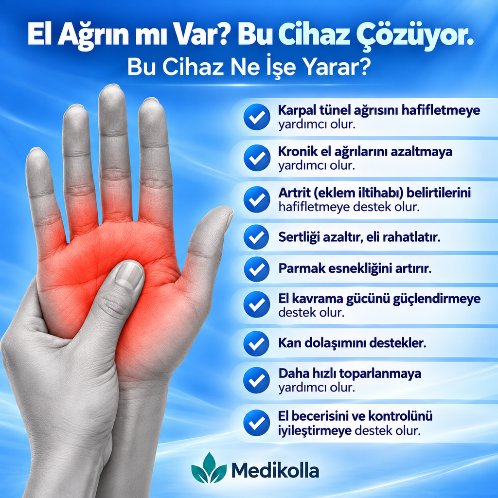 Isıtmalı El Masaj Eldiveni - El ve Bilek Masaj Cihazı